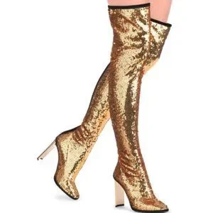 Gold thigh high balenciaga boots online